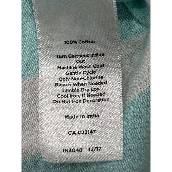 Talbots Striped Lemon Embellished Short Sleeve Tee Blue White Sz Small Petite - Picture 6 of 9